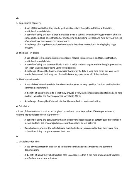 C109 task 1 - C109 Task Directions - An overview of the task for C109, that includes all the details required. C109 Task 1 Part Three Reflection; C109 Task -Tools and Kindergarten Mathematics Lesson Plan- Creating Shapes; C109-2 - TASK2; Elementary Math Methods Lesson Plan; Pdf - Wgu elementary mathmatic methods assignment